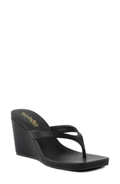 Seychelles Uptown Wedge Flip Flop In Black
