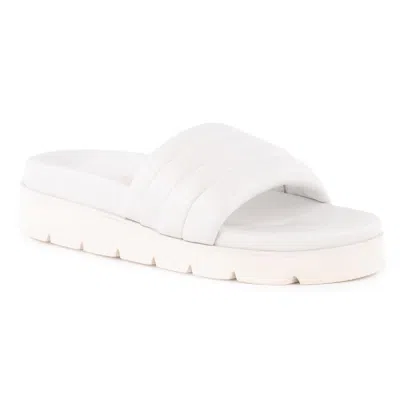 Seychelles Vibe Check Womens Leather Slip On Platform Sandals In White