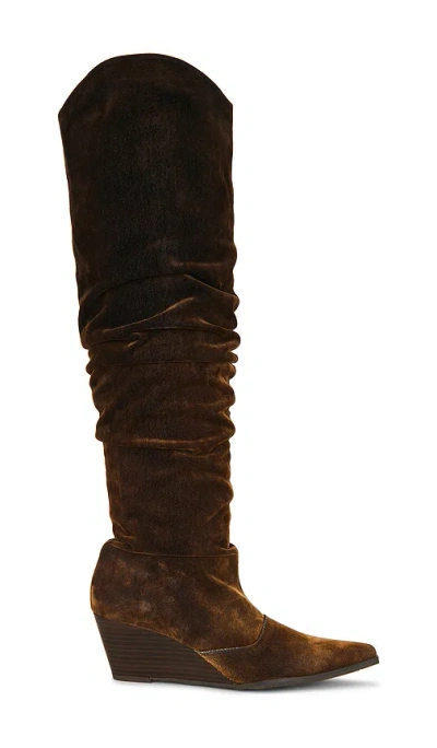 Seychelles Westlake Distressed Denim Boot In Brown