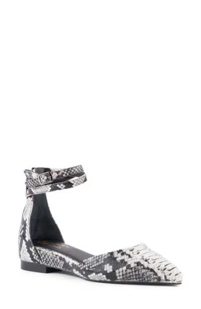 Seychelles What A Girl Wants Ankle Strap Pointed Toe Flat In Black-white