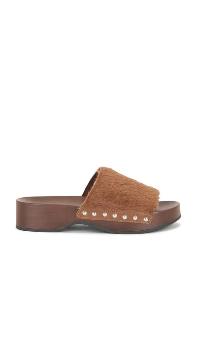 Seychelles Windswell Slide In Chocolate Faux Fur