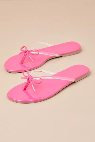Seychelles Wish List Ii Fuchsia Patent Bow Thong Sandals In Pink