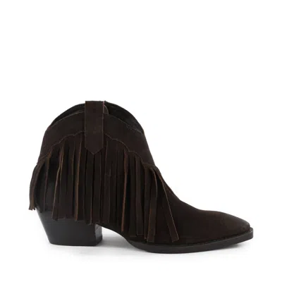 SEYCHELLES WOMEN'S ANKLE BOOTS WITH FRINGES IN DARK BROWN