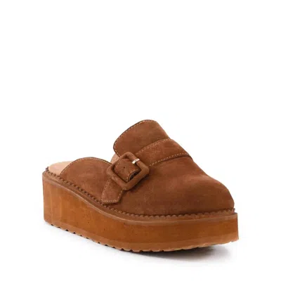 Seychelles Women's Come Together Open Back Platform Mules In Brown Suede