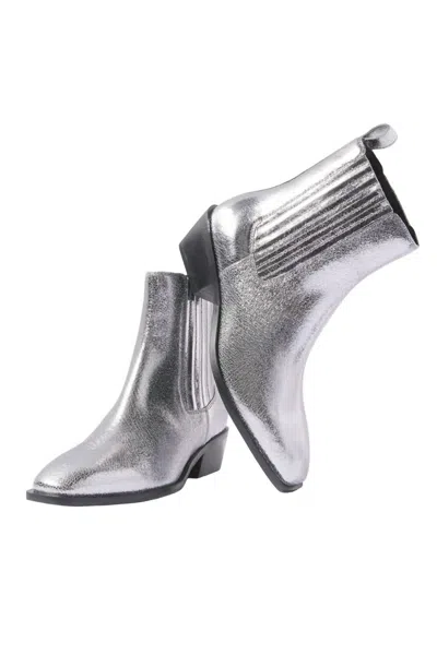 SEYCHELLES WOMEN'S METALLIC LEATHER BOOT IN SILVER