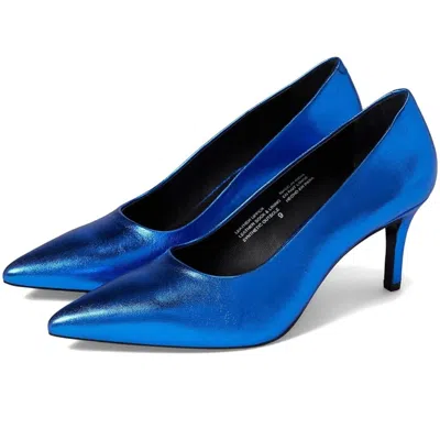 Seychelles Women's  Motive Pumps Blue Metallic Leather Pointed Toe Htat195