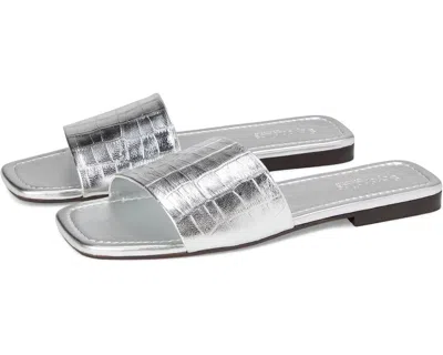 Seychelles Women's  Paris Sandals Silver Croco Leather Square Toe Slide Hawk928