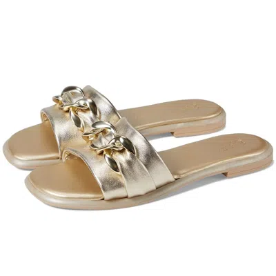 Seychelles Women's  Tulum Sandals Light Gold Metallic Leather Slide Htat499 In Multi