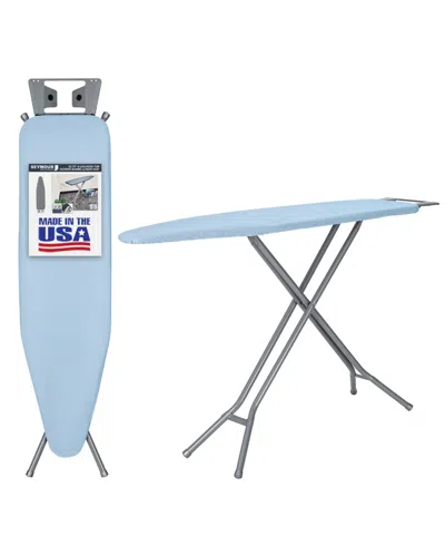 Seymour Home Products Adjustable Height, 4 Leg Ironing Board With Mesh Top And Iron Rest In Light Blue