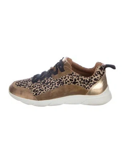 Pre-owned Sézane Animal Print Athletic Sneakers In Brown