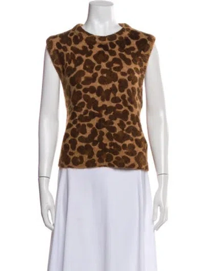 Pre-owned Sézane Animal Print Crew Neck Sweater In Multi
