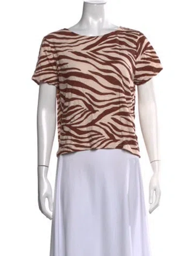 Pre-owned Sézane Animal Print Crew Neck T-shirt In Multicolor