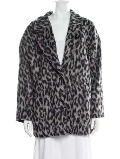 Pre-owned Sézane Animal Print Faux Fur Coat In Gray