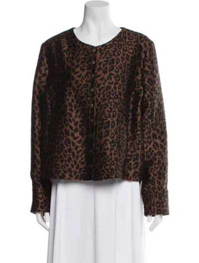 Pre-owned Sézane Animal Print Jacket In Brown