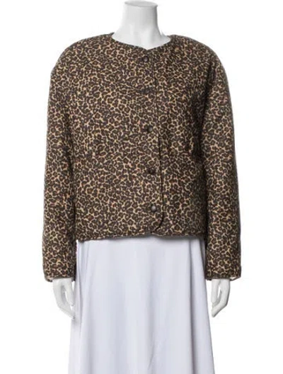 Pre-owned Sézane Animal Print Jacket In Brown