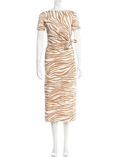 Pre-owned Sézane Animal Print Midi Length Dress In Multi