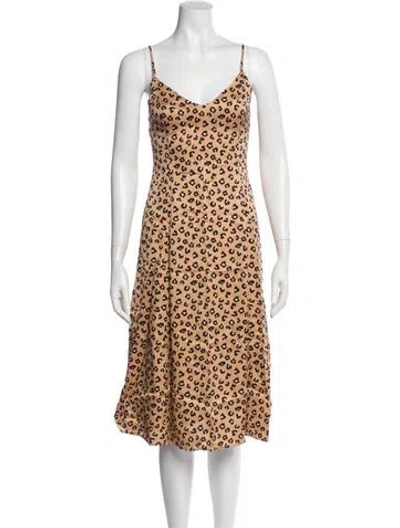 Pre-owned Sézane Animal Print Midi Length Dress In Neutral