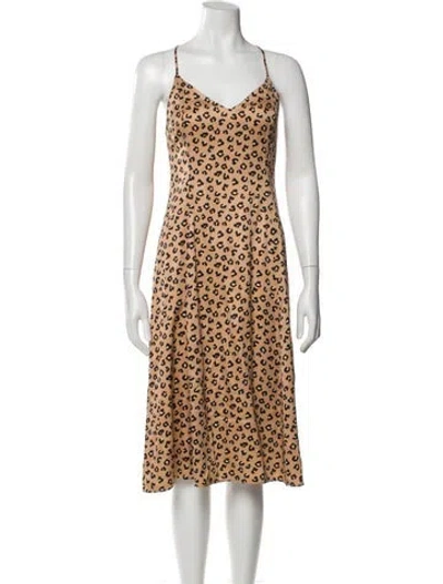 Pre-owned Sézane Animal Print Midi Length Dress In Neutral