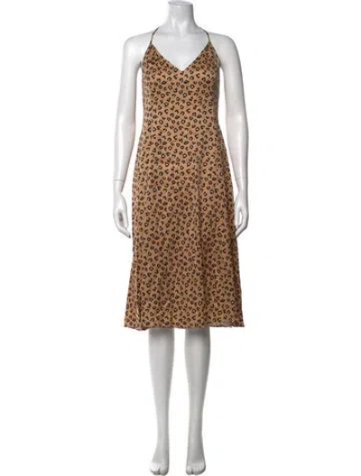 Pre-owned Sézane Animal Print Midi Length Dress In Neutral