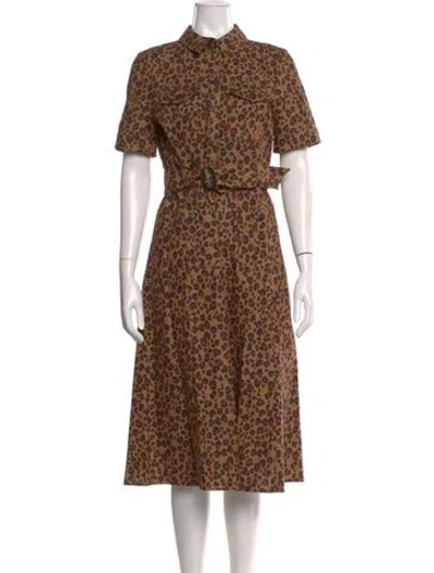 Pre-owned Sézane Animal Print Midi Length Dress W/ Tags In Brown