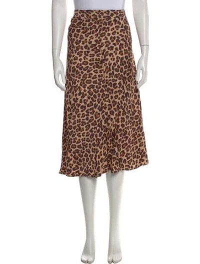 Pre-owned Sézane Animal Print Midi Length Skirt In Neutral