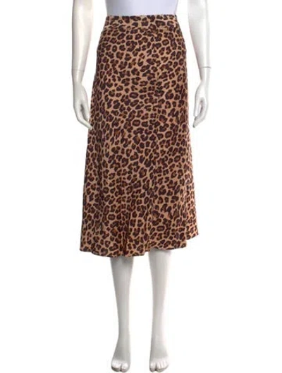 Pre-owned Sézane Animal Print Midi Length Skirt In Neutral