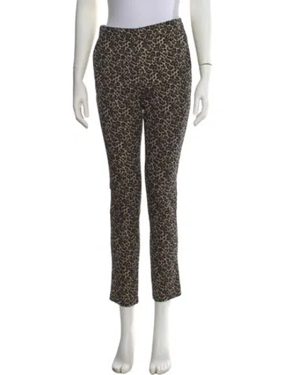 Pre-owned Sézane Animal Print Skinny Leg Pants In Black
