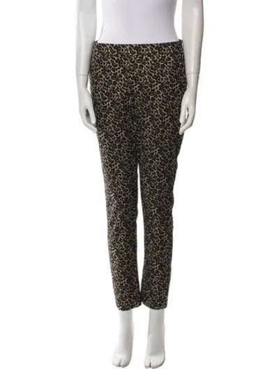 Pre-owned Sézane Animal Print Skinny Leg Pants In Brown