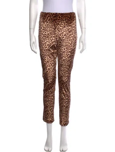 Pre-owned Sézane Animal Print Straight Leg Pants In Brown
