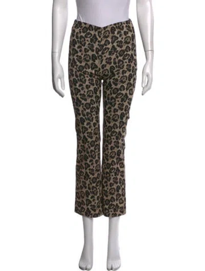 Pre-owned Sézane Animal Print Straight Leg Pants In Gold/white