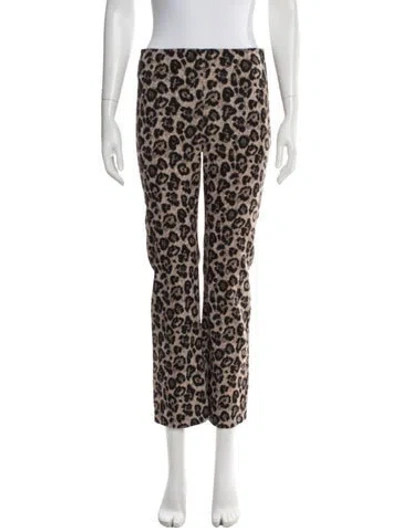 Pre-owned Sézane Animal Print Straight Leg Pants In Gold/white