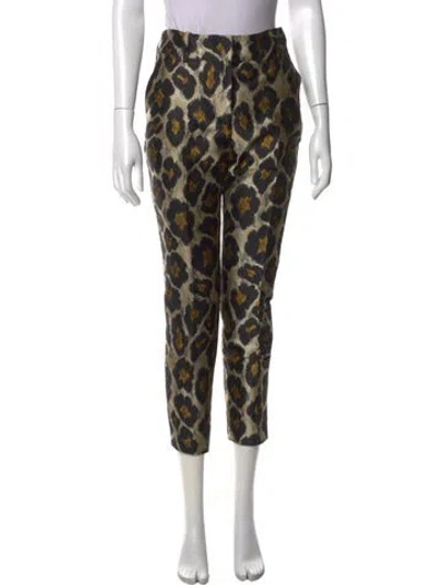 Pre-owned Sézane Animal Print Straight Leg Pants In Neutral