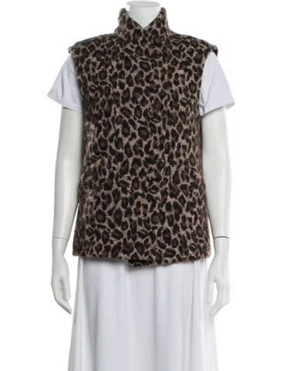 Pre-owned Sézane Animal Print Vest In Brown