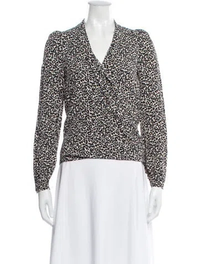 Pre-owned Sézane Animal Print V-neck Blouse In Multi