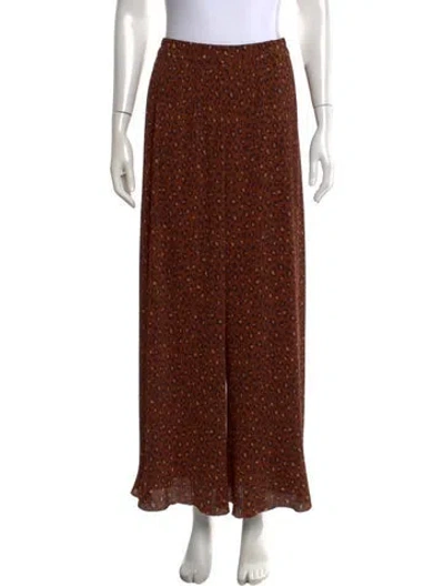Pre-owned Sézane Animal Print Wide Leg Pants In Brown