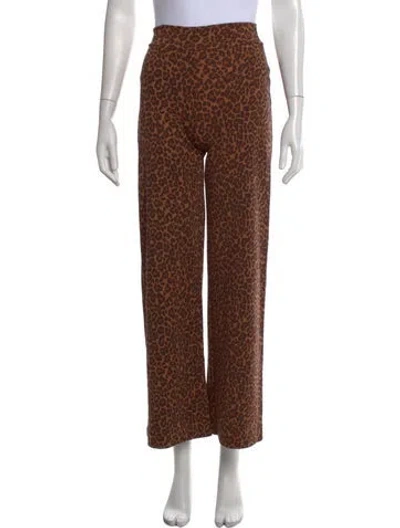 Pre-owned Sézane Animal Print Wide Leg Pants In Brown