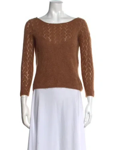 Pre-owned Sézane Baby Alpaca Bateau Neckline Sweater In Brown