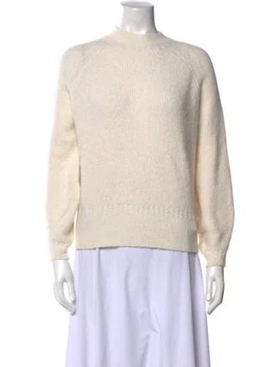 Pre-owned Sézane Baby Alpaca Crew Neck Sweatshirt In White