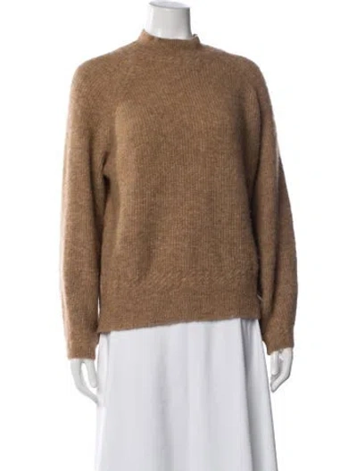 Pre-owned Sézane Baby Alpaca Mock Neck Sweater In Brown