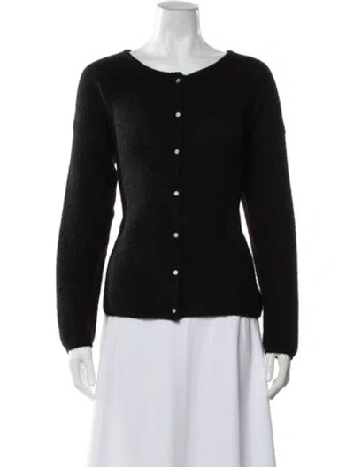 Pre-owned Sézane Baby Alpaca Open Front Sweater In Black/white