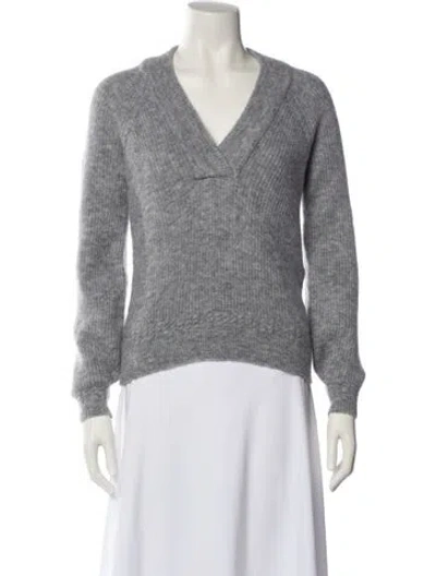 Pre-owned Sézane Baby Alpaca V-neck Sweater In Neutral