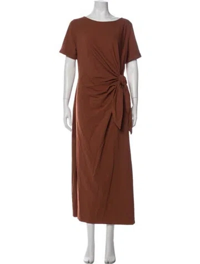 Pre-owned Sézane Bateau Neckline Long Dress In Brown