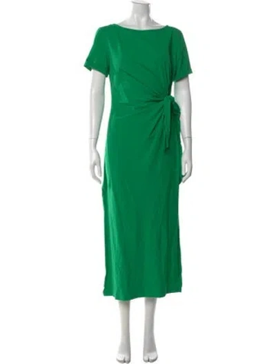 Pre-owned Sézane Bateau Neckline Long Dress In Green