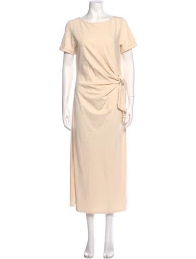 Pre-owned Sézane Bateau Neckline Long Dress In Neutral