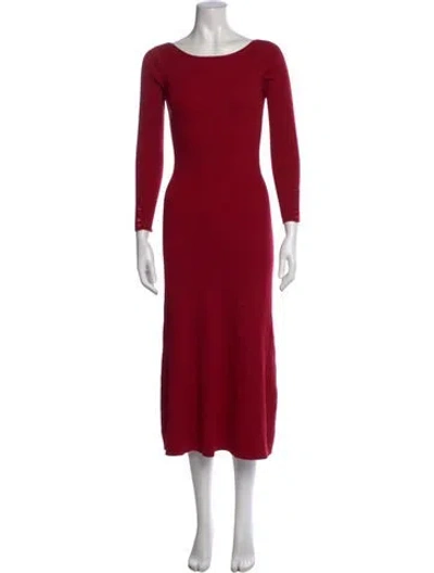 Pre-owned Sézane Bateau Neckline Long Dress In Red