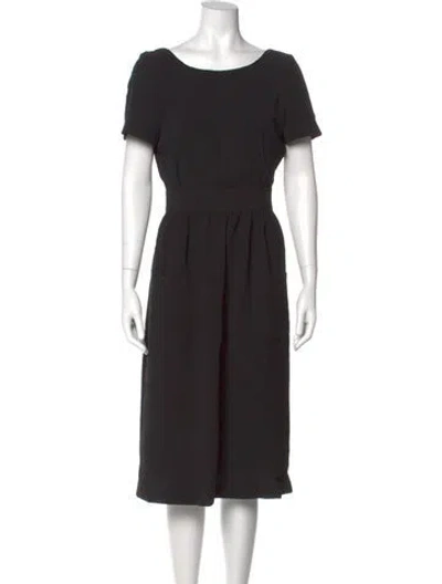 Pre-owned Sézane Bateau Neckline Midi Length Dress In Black