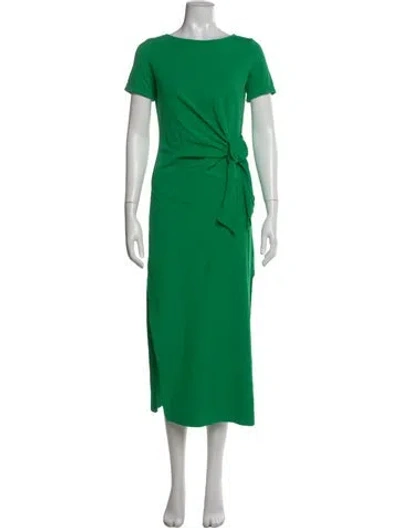 Pre-owned Sézane Bateau Neckline Midi Length Dress In Green