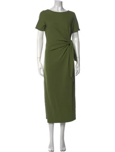 Pre-owned Sézane Bateau Neckline Midi Length Dress In Green
