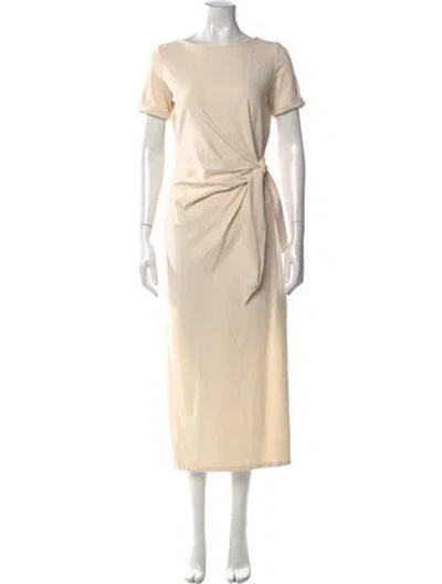 Pre-owned Sézane Bateau Neckline Midi Length Dress In Neutral