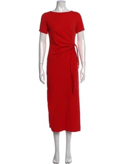 Pre-owned Sézane Bateau Neckline Midi Length Dress In Orange